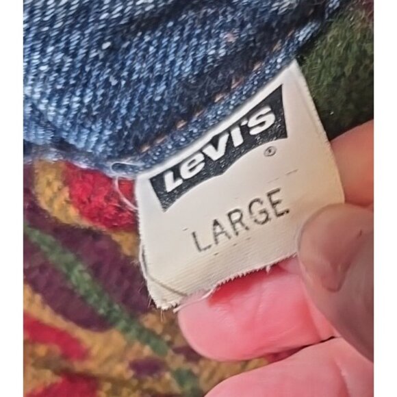 Levi's Jacket Vintage Blue Denim Aztec Native American Blanket Lined USA Made L - Picture 4 of 16